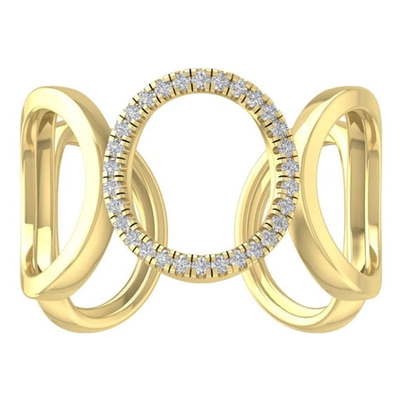 ARAIYA 10K Yellow Gold Round Diamond Fashion Band Ring (1/8 cttw, I-J Color, I2-I3 Clarity), Size 9.5