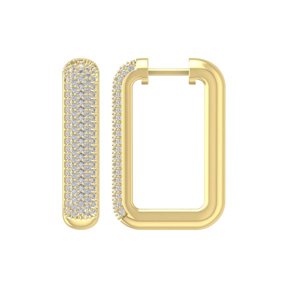 ARAIYA 10K Yellow Gold Round Diamond Hoop Earrings (1 cttw, I2-I3 Clarity, I-J Color)