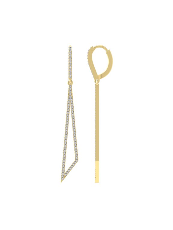 10K Yellow Gold Round Diamond Triangle Earrings (5/8 cttw, I2-I3 Clarity, I-J Color)