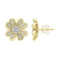 thumbnail image 1 of ARAIYA 10K Yellow Gold Round Lab Grown Diamond Flower Stud Earrings (1/2 cttw, VS Clarity, D-E Color), 1 of 5