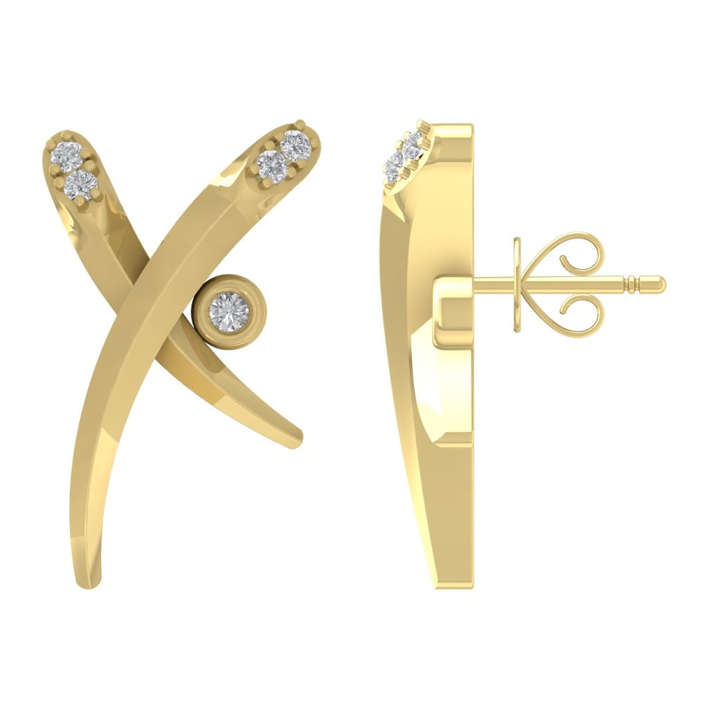 ARAIYA 10K Yellow Gold Round Lab Grown Diamond Stud Earrings (1/8 cttw