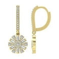 thumbnail image 1 of ARAIYA 10K Yellow Gold Round and Baguette Shape Diamond Flower Dangle Earrings (3/4 cttw, I2-I3 Clarity, I-J Color), 1 of 5
