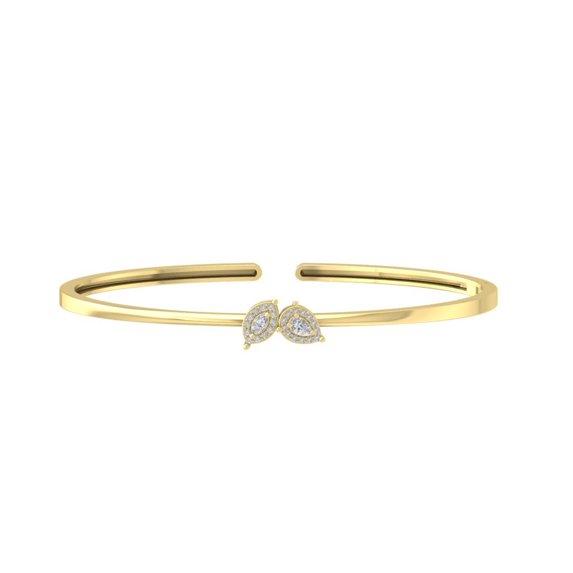 ARAIYA 10K Yellow Gold Round and Princess-Shape Diamond Bangle Bracelet (1/3 cttw, I2-I3 Clarity, I-J Color) 7"