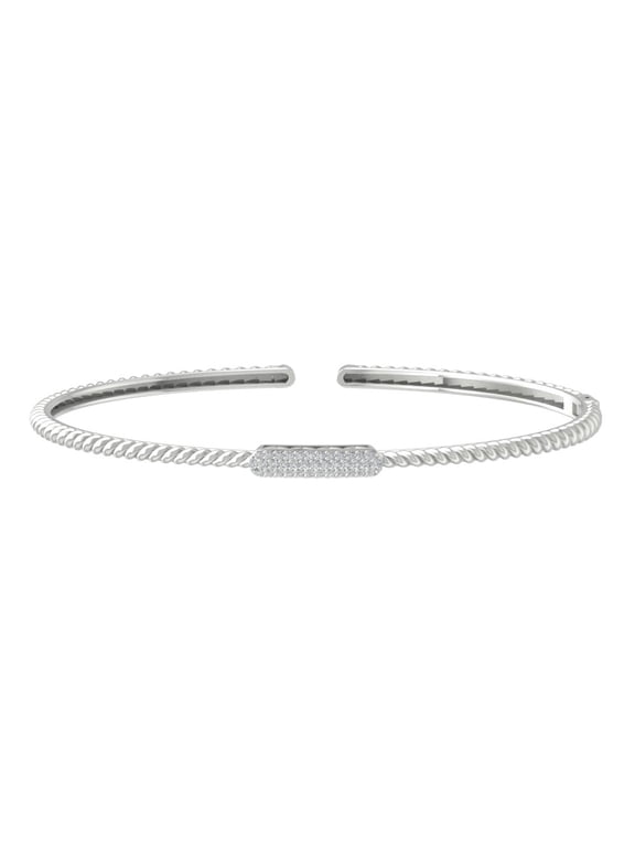 14K White Gold Diamond Bangle Bracelet (1/5 cttw, I2-I3 Clarity, I-J Color) 7"