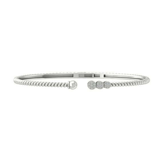 ARAIYA 14K White Gold Diamond Bangle Bracelet (1/8 cttw, I2-I3 Clarity, I-J Color) 7"