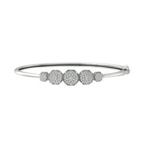 ARAIYA 14K White Gold Diamond Bangle Bracelet (1 cttw, I2-I3 Clarity, I-J Color) 7"