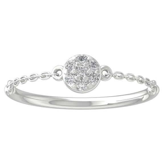 ARAIYA 14K White Gold Round Cluster Diamond Engagement Ring (1/10 cttw, I-J Color, I2-I3 Clarity), Size 10