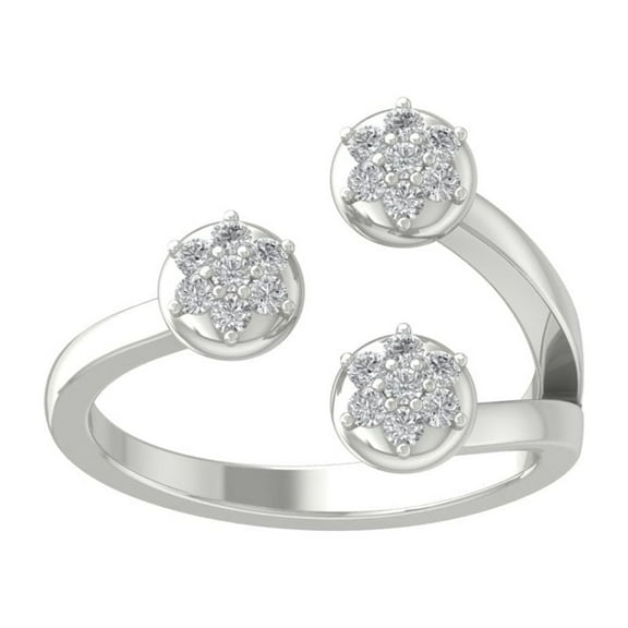 ARAIYA 14K White Gold Round Cluster Diamond Engagement Ring (1/4 cttw, I-J Color, I2-I3 Clarity), Size 10