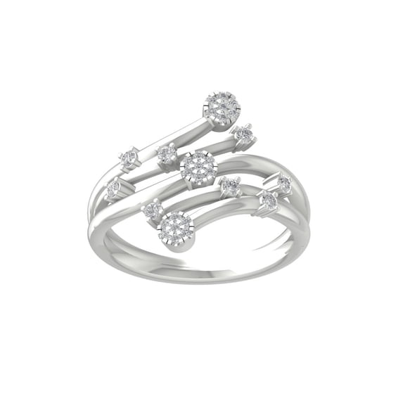 ARAIYA 14K White Gold Round Cluster Diamond Engagement Ring (1/4 cttw, I-J Color, I2-I3 Clarity), Size 5