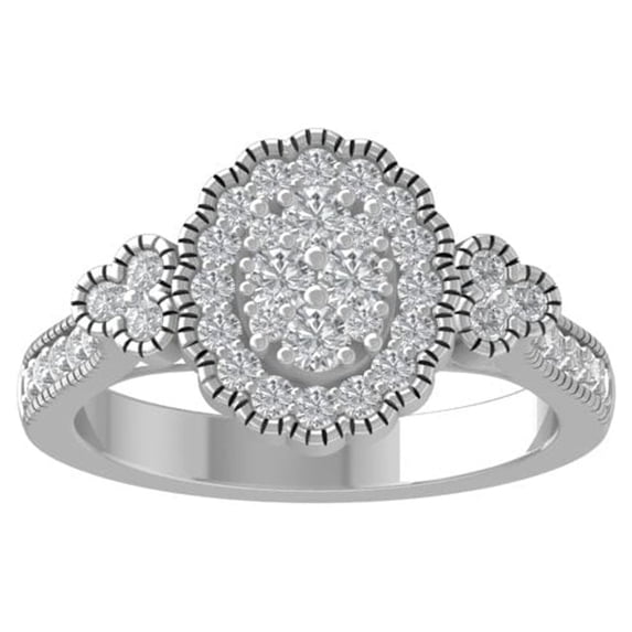 ARAIYA 14K White Gold Round Cluster Diamond Engagement Ring (3/4 cttw, I-J Color, I2-I3 Clarity), Size 9.5