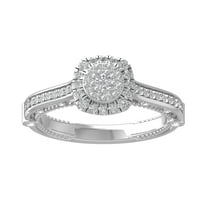 ARAIYA 14K White Gold Round Cluster Diamond Engagement Ring (5/8 cttw, I-J Color, I2-I3 Clarity), Size 10