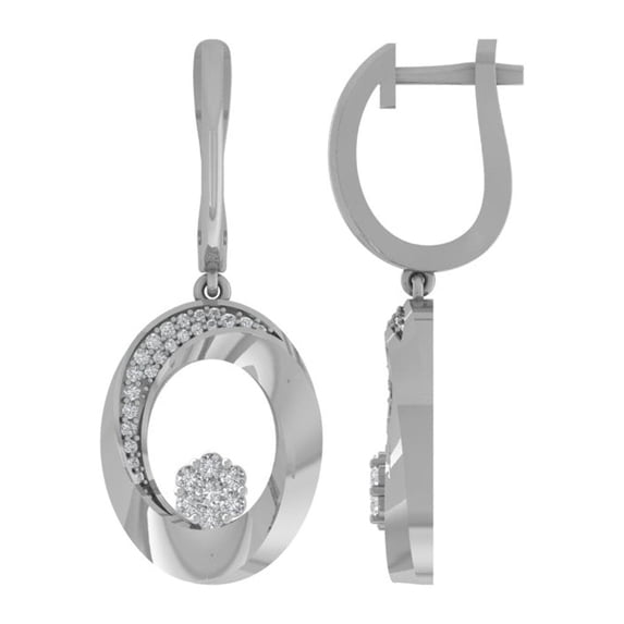 ARAIYA 14K White Gold Round Diamond Dangle Earrings (1/3 cttw, I2-I3 Clarity, I-J Color)