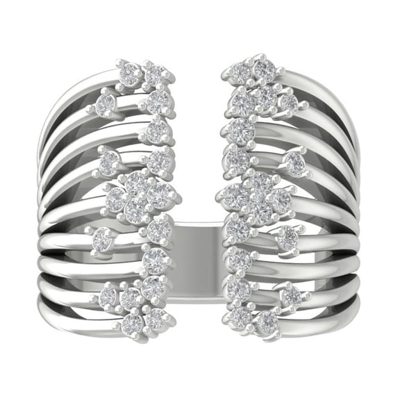 ARAIYA 14K White Gold Round Diamond Fashion Band Ring (1/2 cttw, I-J Color, I2-I3 Clarity), Size 10