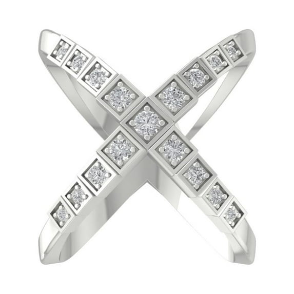 ARAIYA 14K White Gold Round Diamond Fashion Band Ring (1/2 cttw, I-J Color, I2-I3 Clarity), Size 9