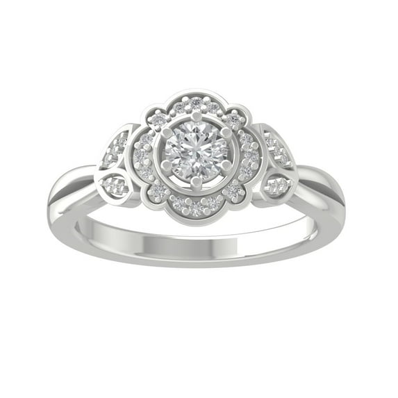 ARAIYA 14K White Gold Round Diamond Halo Engagement Ring (1/2 cttw, I-J Color, I2-I3 Clarity), Size 7.5