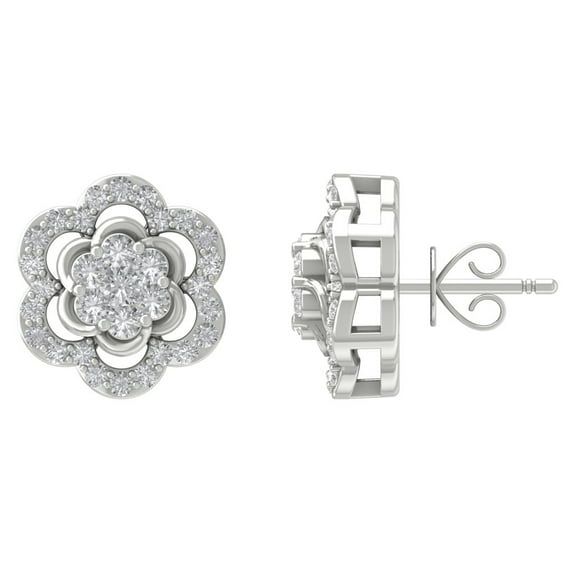 ARAIYA 14K White Gold Round Diamond Stud Earrings (1/3 cttw, I2-I3 Clarity, I-J Color)