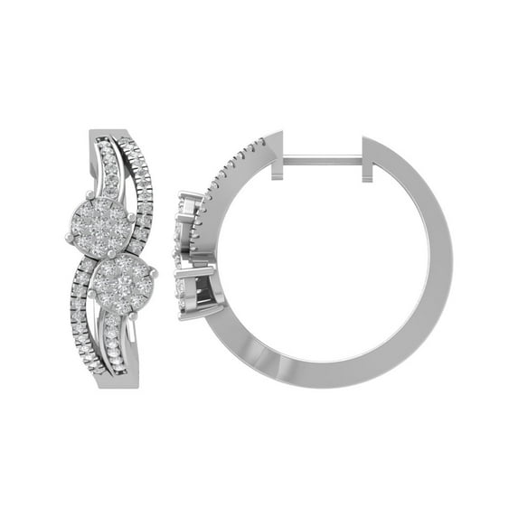 ARAIYA 14K White Gold Round Lab Grown Diamond Hoop Earrings (1/2 cttw, VS Clarity, D-E Color)