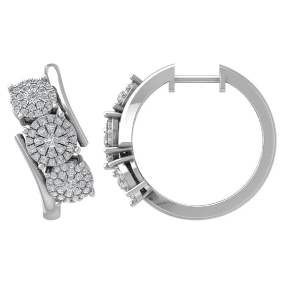 ARAIYA 14K White Gold Round Lab Grown Diamond Hoop Earrings (3/4 cttw, VS Clarity, D-E Color)