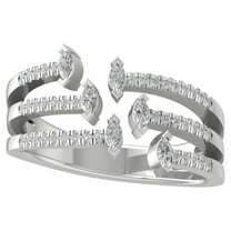 ARAIYA 14K White Gold Round and Marquise-shape Diamond Fashion Band Ring (1/3 cttw, I-J Color, I2-I3 Clarity), Size 10