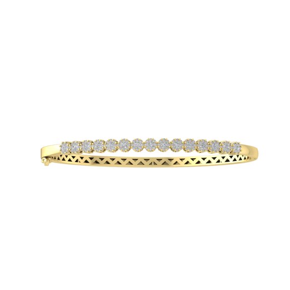 ARAIYA 14K Yellow Gold Diamond Bangle Bracelet (1 1/4 cttw, I2-I3 Clarity, I-J Color) 7"