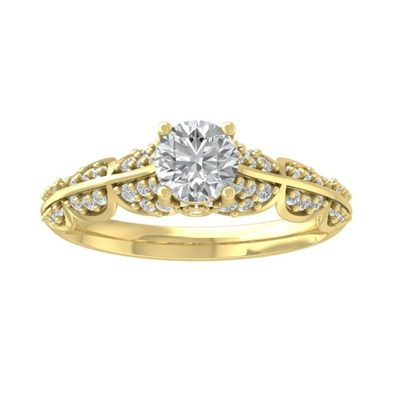 ARAIYA 14K Yellow Gold Round Diamond Engagement Ring (1 cttw, I-J Color, I2-I3 Clarity), Size 9.5