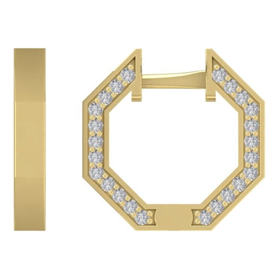 ARAIYA 14K Yellow Gold Round Diamond Hoop Earrings (1/4 cttw, I2-I3 Clarity, I-J Color)