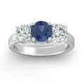thumbnail image 1 of ARAIYA FINE JEWELRY 1 CT. T.W Round Shape Lab Grown Diamond and Natural Blue Sapphire Three-Stone Engagement Ring | 10K White Gold Anniversary Ring Size 5.5, 1 of 7