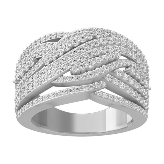 ARAIYA FINE JEWELRY 10K Solid White Gold Diamond Wedding Anniversary Band Ring (1 1/4 cttw, I-J Color, I2-I3 Clarity) Size 5.5