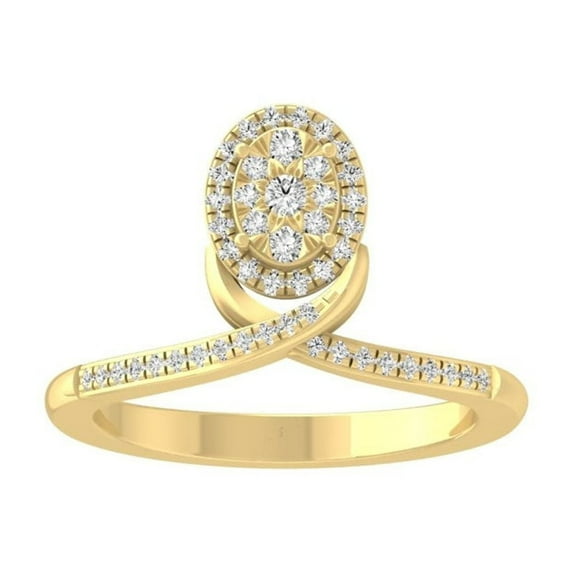 ARAIYA FINE JEWELRY 10K Solid Yellow Gold Cluster Diamond Engagement Ring (1/4 cttw, I-J Color, I2-I3 Clarity) Size 7.5
