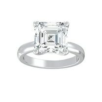 ARAIYA FINE JEWELRY 10K White Gold Asscher Shape Lab Grown Diamond Prong-Set Engagement Ring Size 7 (1 cttw, D-F Color, VS Clarity)