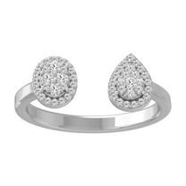 ARAIYA FINE JEWELRY 10K White Gold Baguette and Round Diamond Cluster Engagement Ring (1/4 cttw, I2-I3 Clarity, I-J Color) Size 8