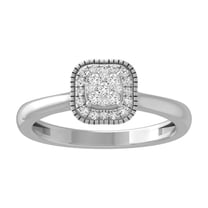 ARAIYA FINE JEWELRY 10K White Gold Cluster Diamond Engagement Ring (1/4 cttw, I-J Color, I2-I3 Clarity) Size 7.5