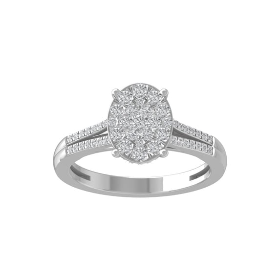 ARAIYA FINE JEWELRY 10K White Gold Cluster Diamond Engagement Ring (5/8 cttw, I-J Color, I2-I3 Clarity) Size 5