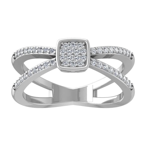 ARAIYA FINE JEWELRY 10K White Gold Cluster Diamond Wedding Band Ring (1/4 cttw, I-J Color, I2-I3 Clarity) Size 8