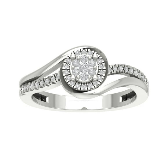 ARAIYA FINE JEWELRY 10K White Gold Cluster Lab Grown Diamond Bypass Ring (1/4 cttw, D-F Color, VS Clarity), Size 8.5