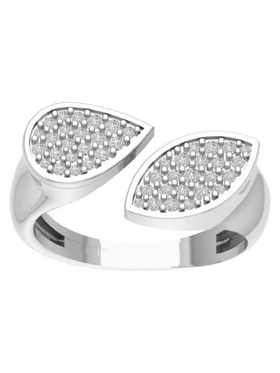 FINE JEWELRY 10K White Gold Cluster Lab Grown Diamond Space Band Ring (1/3 cttw, D-F Color, VS Clarity), Size 5.5
