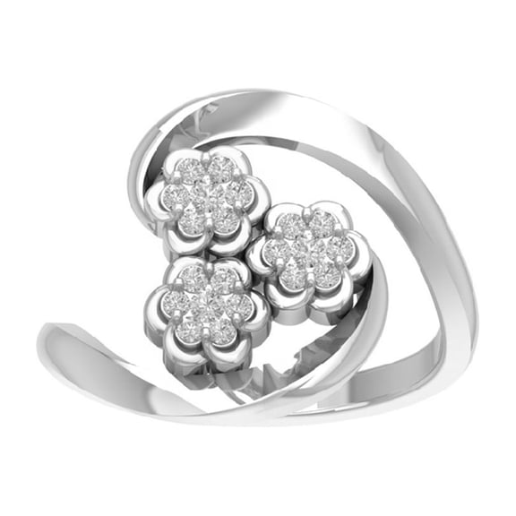 ARAIYA FINE JEWELRY 10K White Gold Cluster Lab Grown Diamond Three Flower Ring (1/4 cttw, D-F Color, VS Clarity), Size 6.5