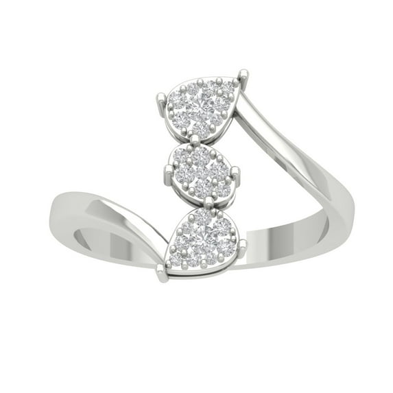 ARAIYA FINE JEWELRY 10K White Gold Cluster Lab Grown Diamond Wedding Space Band Ring (1/4 cttw, D-F Color, VS Clarity), Size 5.5