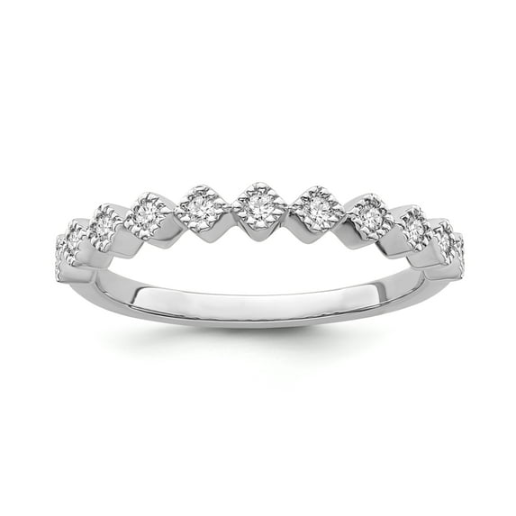 Araiya Fine Jewelry 10K White Gold Diamond Band Ring (1/8 cttw, I-J Color, I2-I3 Clarity) Size 6.5