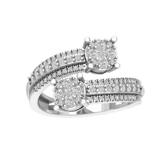 ARAIYA FINE JEWELRY 10K White Gold Diamond Bypass Band Ring (3/4 cttw, I-J Color, I2-I3 Clarity), Size 8