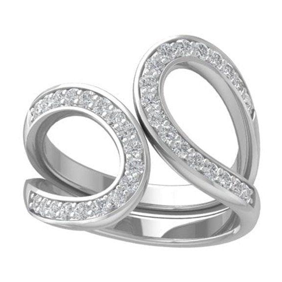ARAIYA FINE JEWELRY 10K White Gold Diamond Bypass Open Band Ring (1/2 cttw, I-J Color, I2-I3 Clarity) Size 9.5