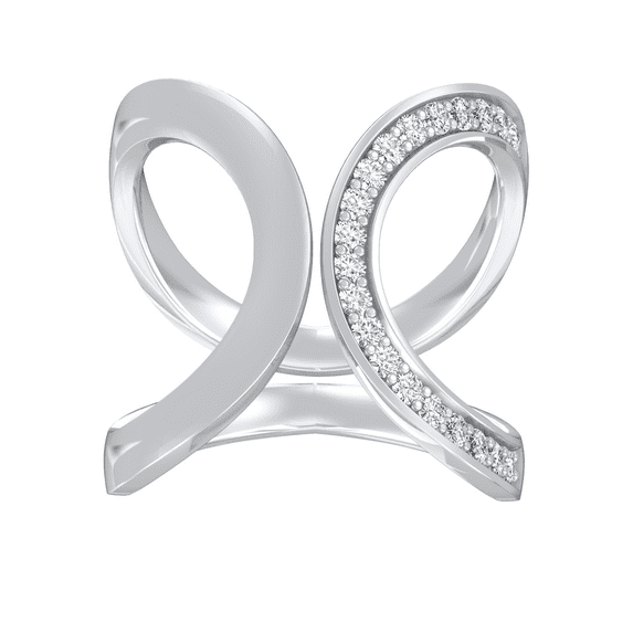 ARAIYA FINE JEWELRY 10K White Gold Diamond Bypass Open Band Ring (5/8 cttw, I-J Color, I2-I3 Clarity) Size 10