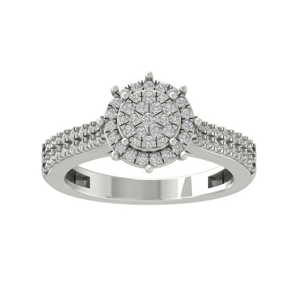 ARAIYA FINE JEWELRY 10K White Gold Diamond Cluster Ring (1/2 cttw, I-J Color, I2-I3 Clarity) Size 9.5
