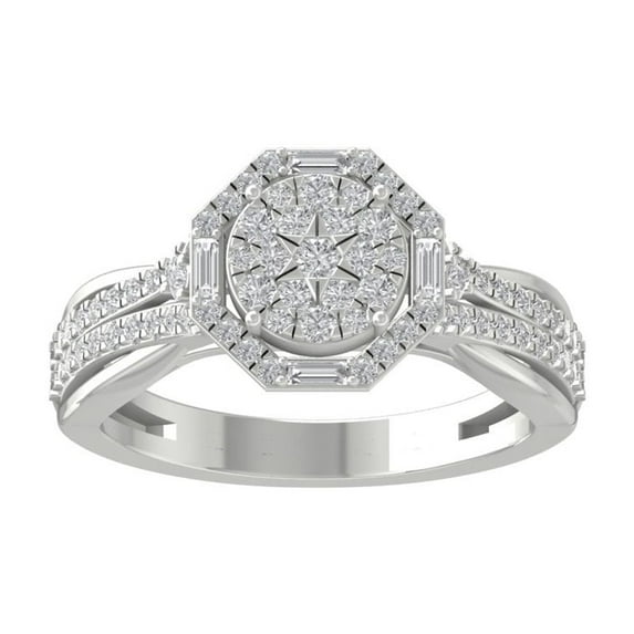 ARAIYA FINE JEWELRY 10K White Gold Diamond Cluster Ring (5/8 cttw, I-J Color, I2-I3 Clarity) Size 6