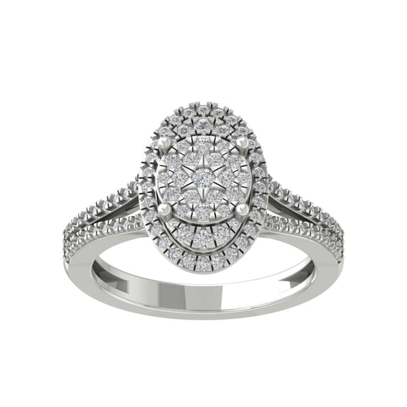 ARAIYA FINE JEWELRY 10K White Gold Diamond Cluster Ring (5/8 cttw, I-J Color, I2-I3 Clarity) Size 9