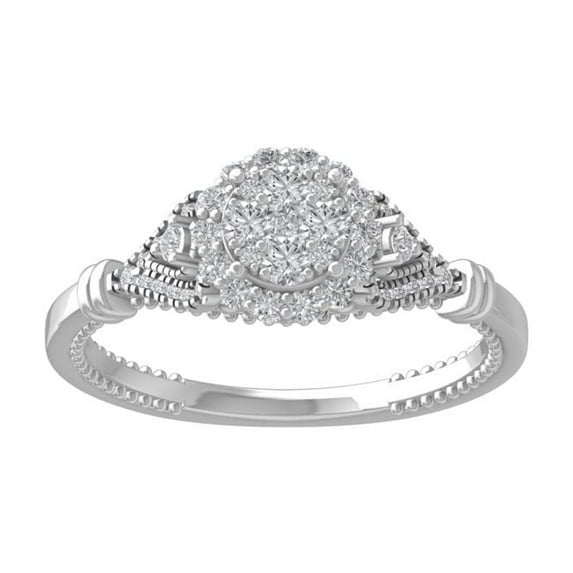 ARAIYA FINE JEWELRY 10K White Gold Diamond Composite Cluster Engagement Ring (1/2 cttw, I-J Color, I2-I3 Clarity) Size 5
