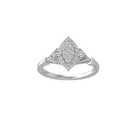 ARAIYA FINE JEWELRY 10K White Gold Diamond Composite Cluster Engagement Ring (1/2 cttw, I-J Color, I2-I3 Clarity) Size 6.5