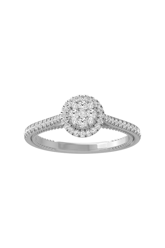 FINE JEWELRY 10K White Gold Diamond Composite Cluster Ring (1/2 cttw, I-J Color, I2-I3 Clarity) Size 7
