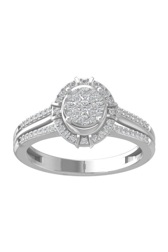 FINE JEWELRY 10K White Gold Diamond Composite Cluster Ring (1/3 cttw, I-J Color, I2-I3 Clarity) Size 9