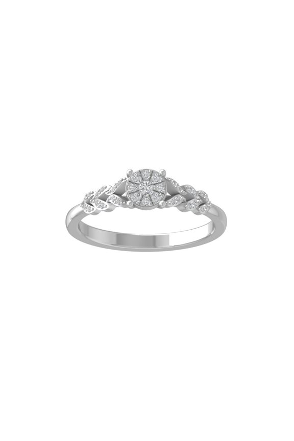 FINE JEWELRY 10K White Gold Diamond Composite Cluster Ring (1/5 cttw, I-J Color, I2-I3 Clarity) Size 6.5